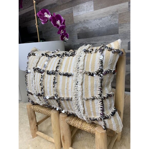 Vintage Moroccan Wedding Blanket Pillow Berber Handira 03YS00353 - Picture 6 of 10